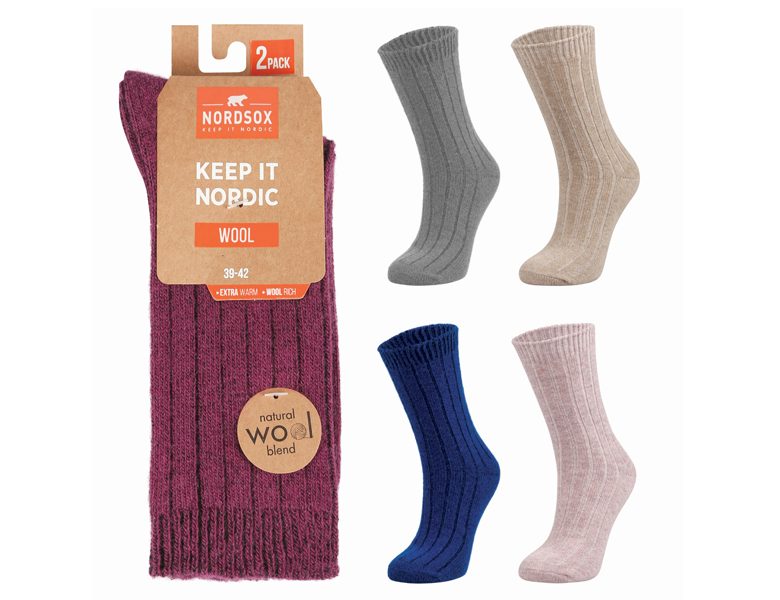 Ladies Lounge-Wear Wool Socks 2 Pack – BW716