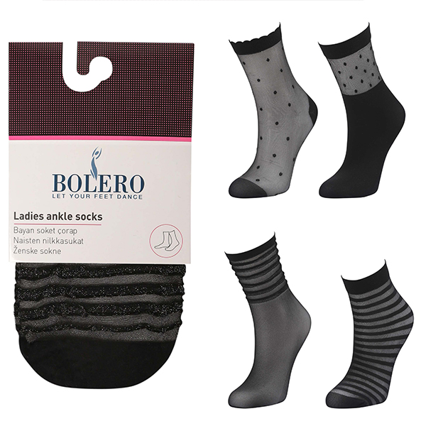 Ladies Denier Socks With Design 2 pairs box – BP3270