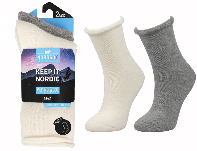 Ladies Full Terry Merino Wool Socks Comport Top 2-Pack – BW693